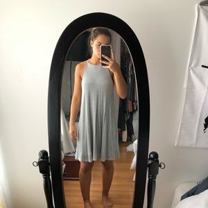 high neck grey flowy dress | MAKE AN OFFER |